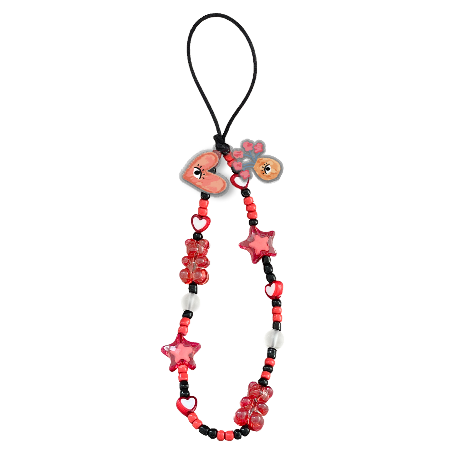 Beaded Strap with Acrylic Charm  - Abstract Lovers