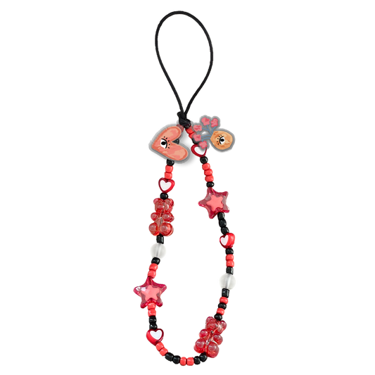 Beaded Strap with Acrylic Charm  - Abstract Lovers