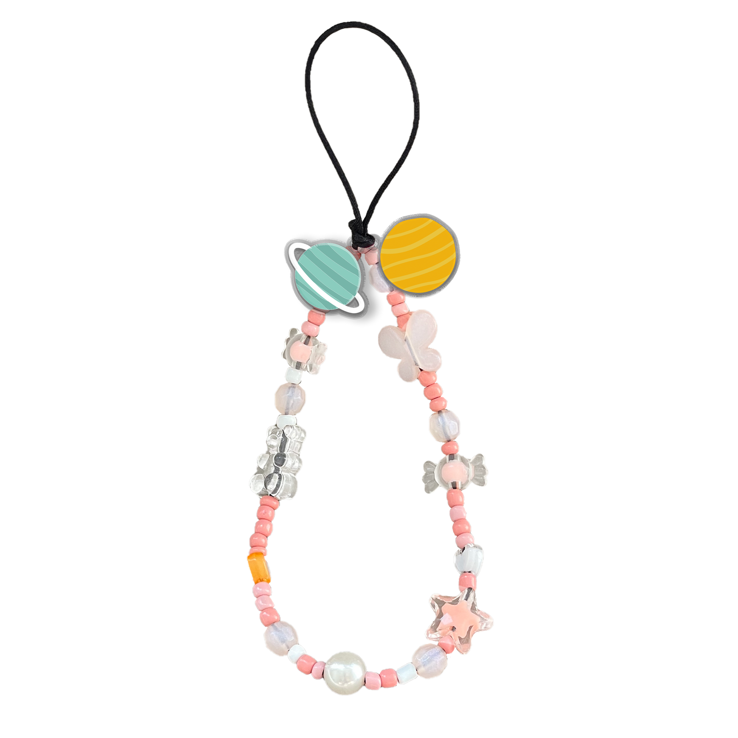 Beaded Strap with Acrylic Charm  - Abstract Planet 2.0