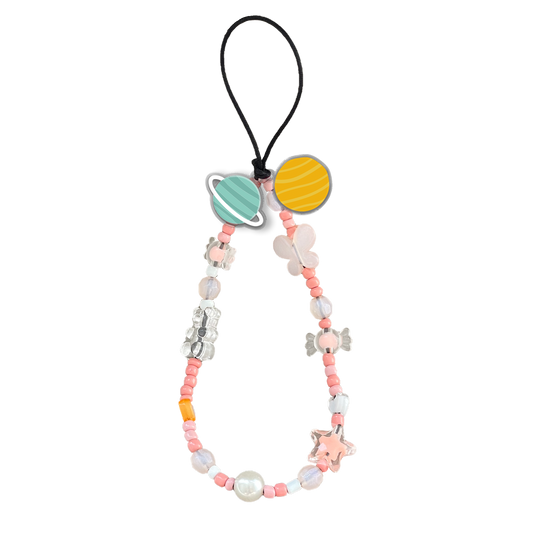 Beaded Strap with Acrylic Charm  - Abstract Planet 2.0