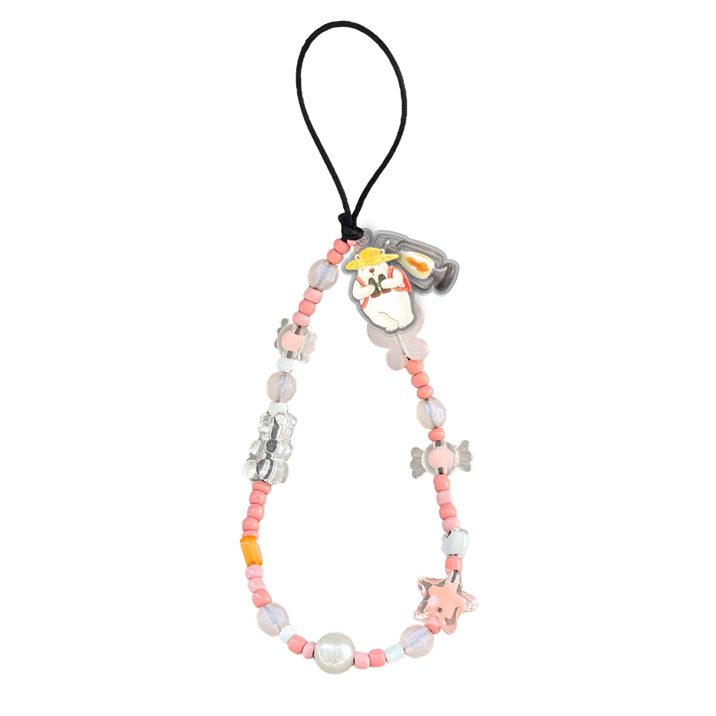 Beaded Strap with Acrylic Charm  - Adventure of Bear