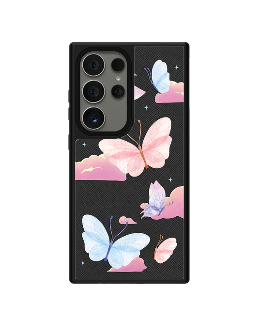 Android Leather Grip Case - Butterfly & Clouds