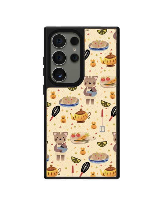 Android Leather Grip Case - Cooking Cat