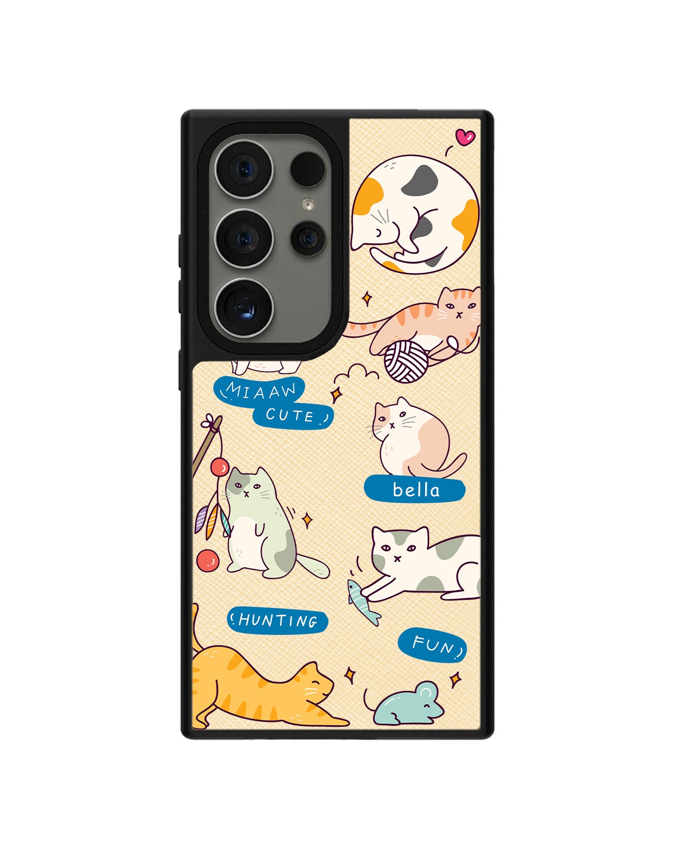 Android Leather Grip Case - Playful Cat 2.0