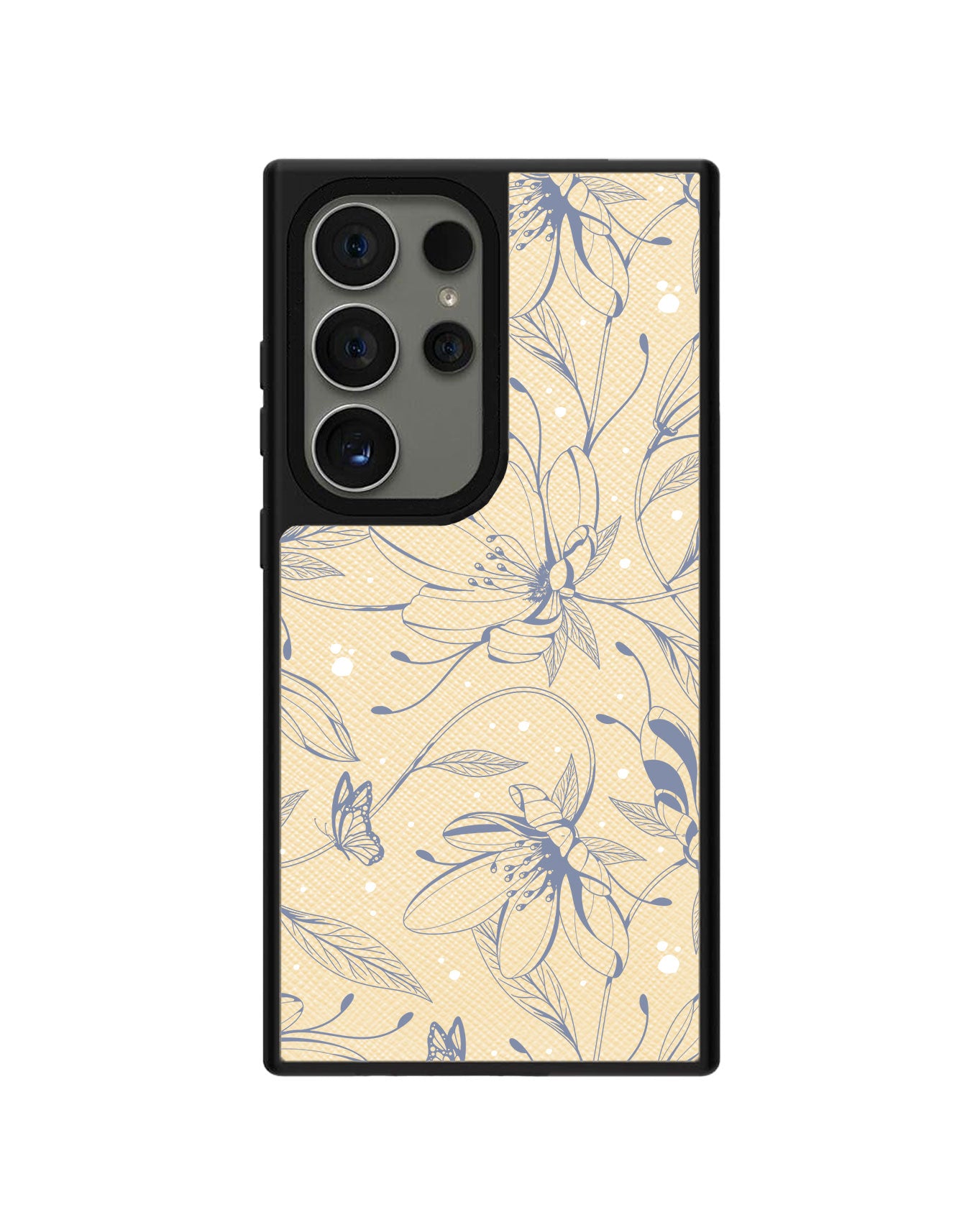 Android Leather Grip Case - Sketchy Flower & Butterfly 2.0