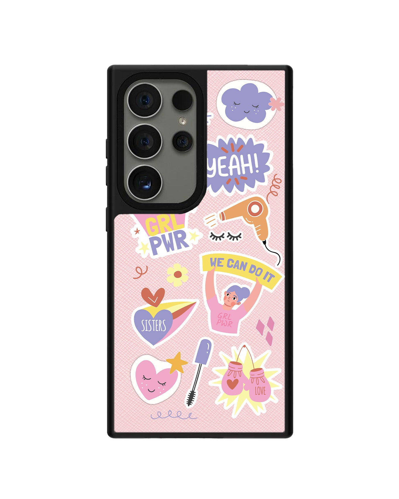 Android Leather Grip Case - Girl Power Sticker Pack