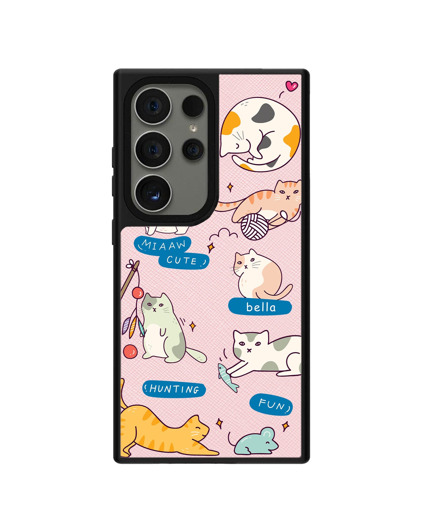 Android Leather Grip Case - Playful Cat 2.0