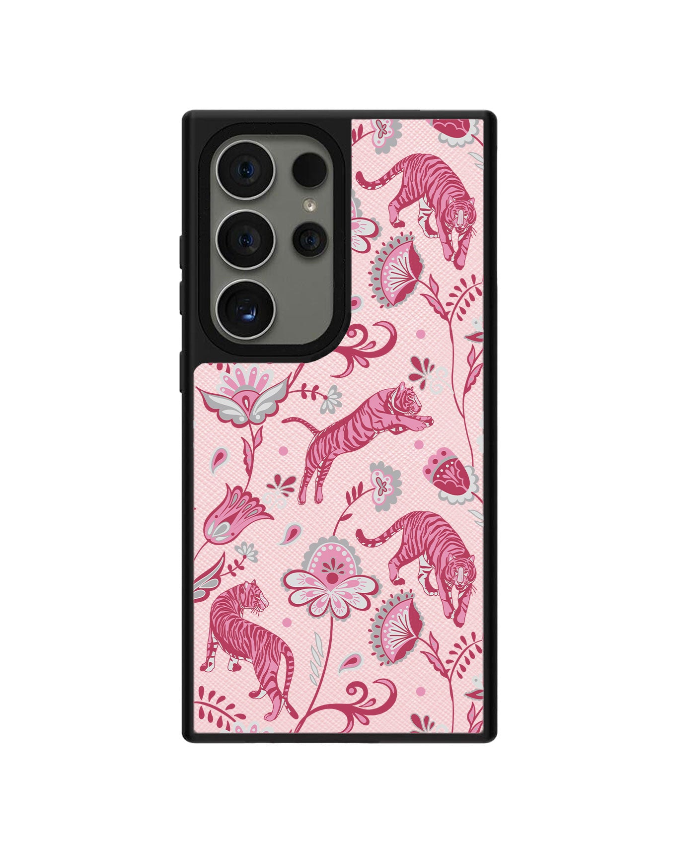 Android Leather Grip Case - Tiger & Floral 7.0