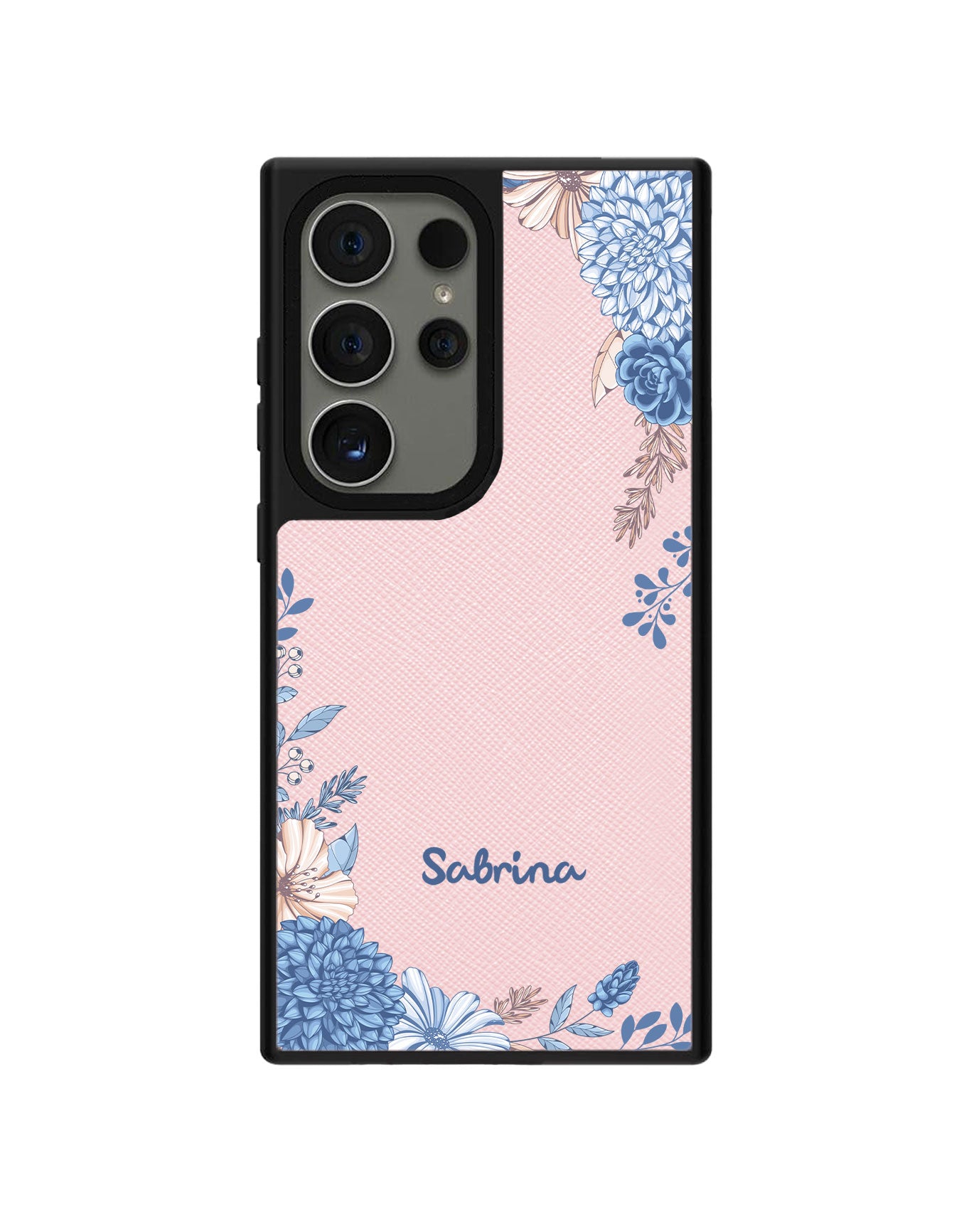 Android Leather Grip Case - Blue Florals