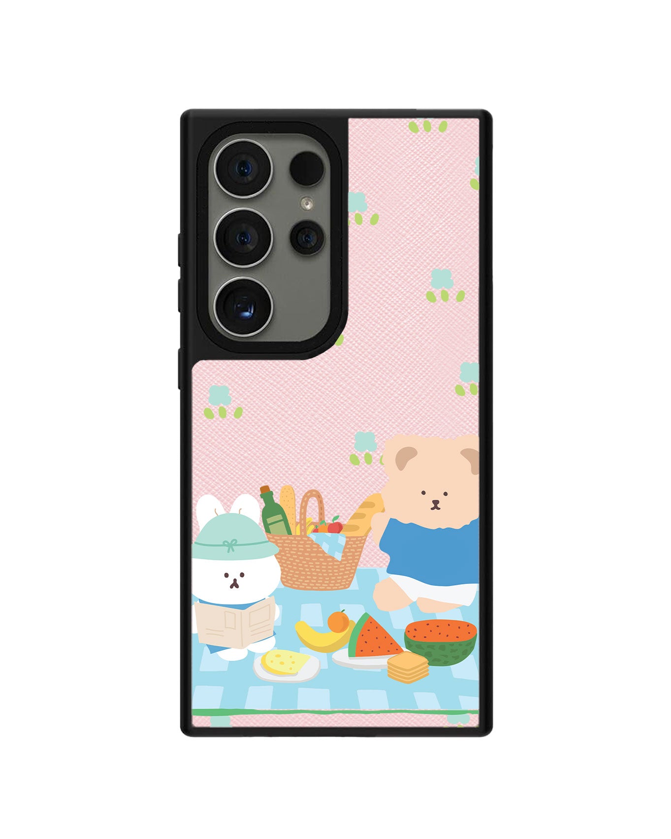 Android Leather Grip Case - Picnic Bear Blue