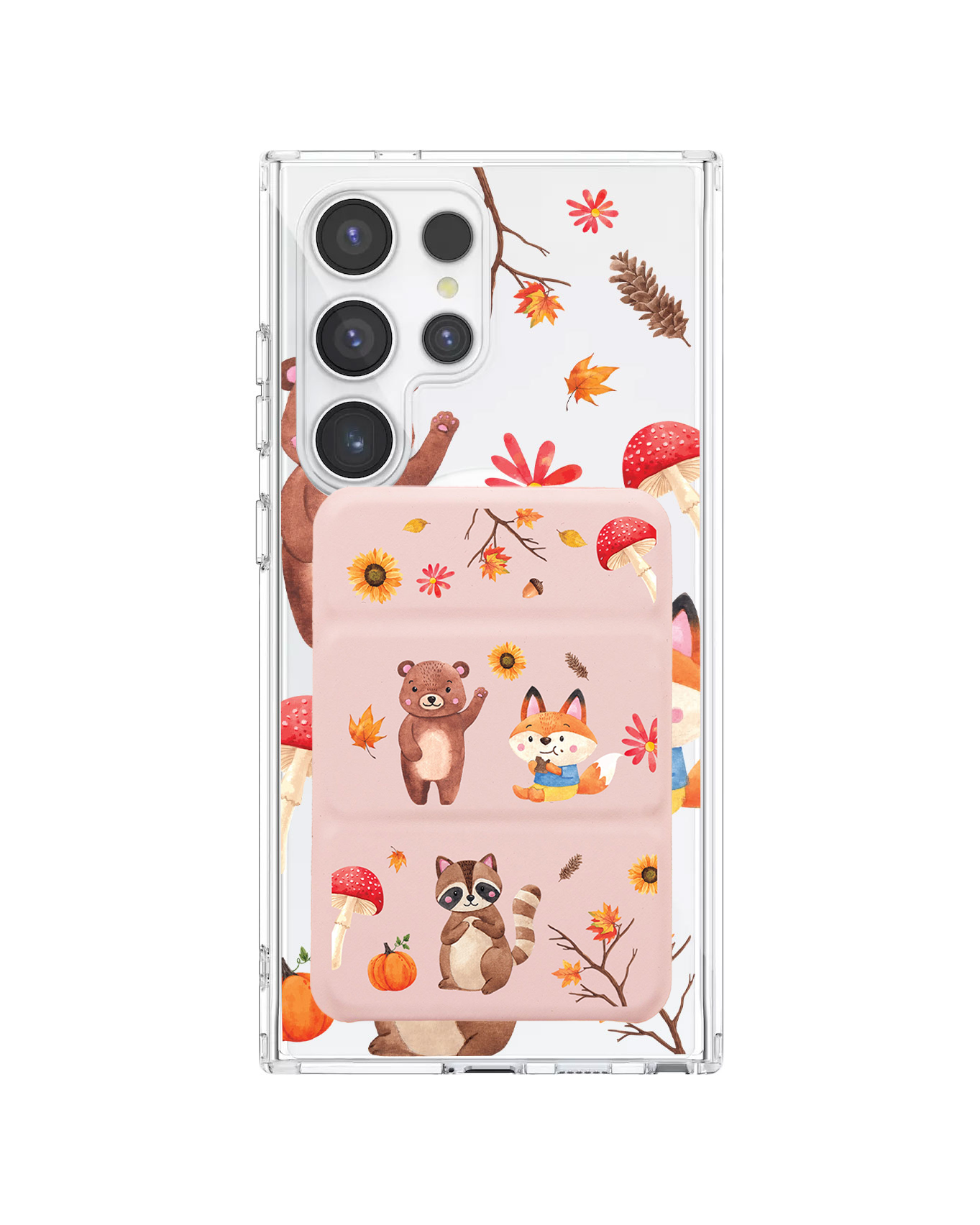 Android Magnetic Trifold Wallet Case - Autumn Animals