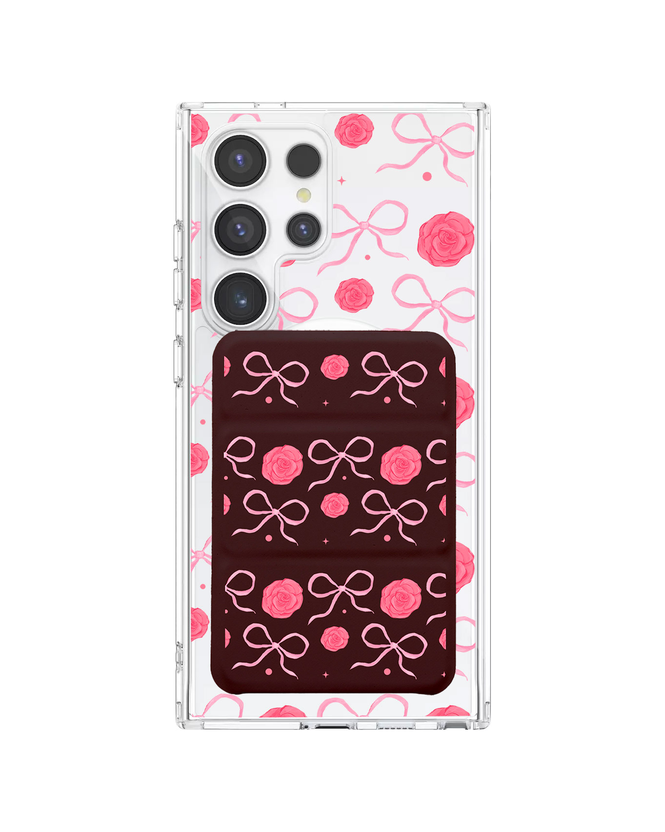 Android Magnetic Trifold Wallet Case - Coquette Rose