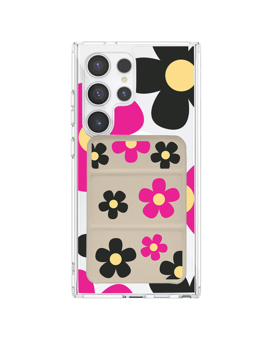 Android Magnetic Trifold Wallet Case - Daisy Hot Pink