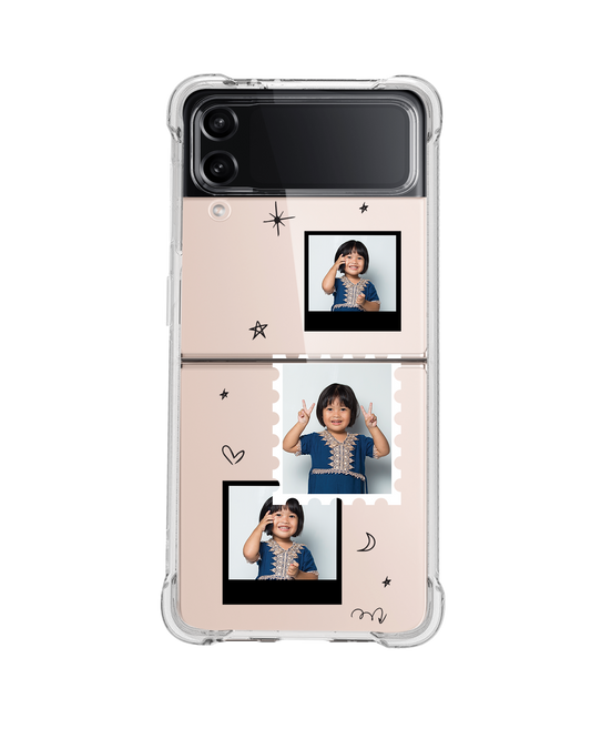 Android Flip / Fold Case - Face Grid Black Polaroid