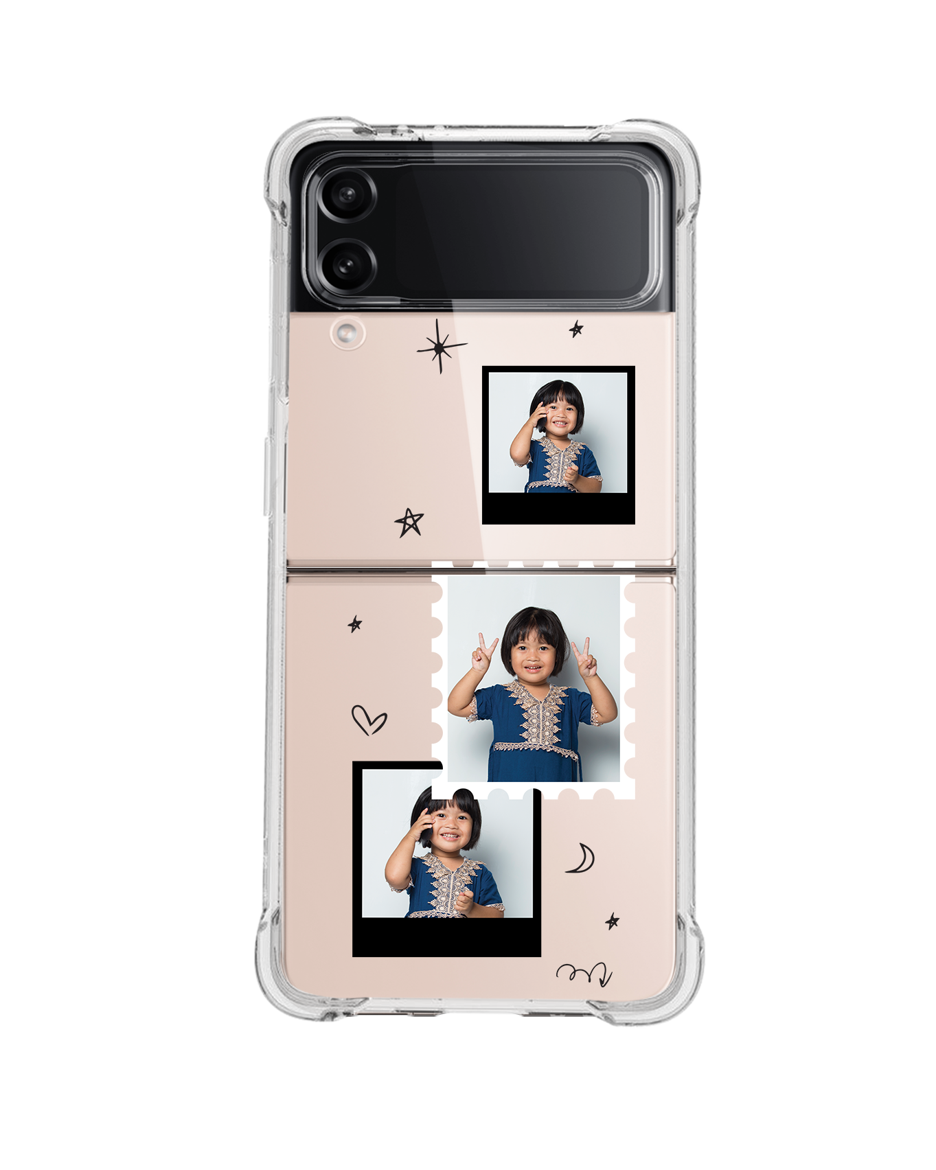 Android Flip / Fold Case - Face Grid Black Polaroid