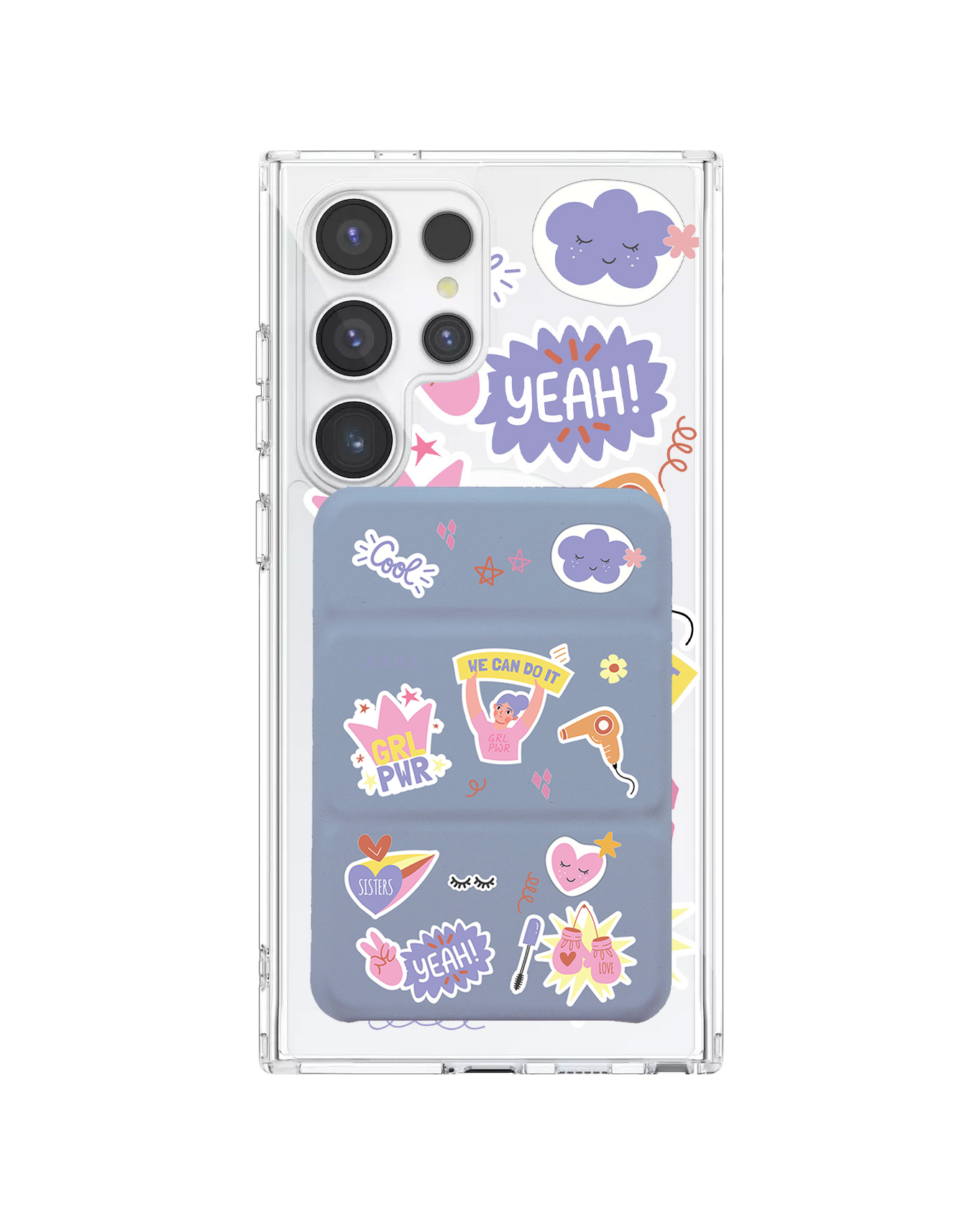 Android Magnetic Trifold Wallet Case - Girl Power Sticker Pack