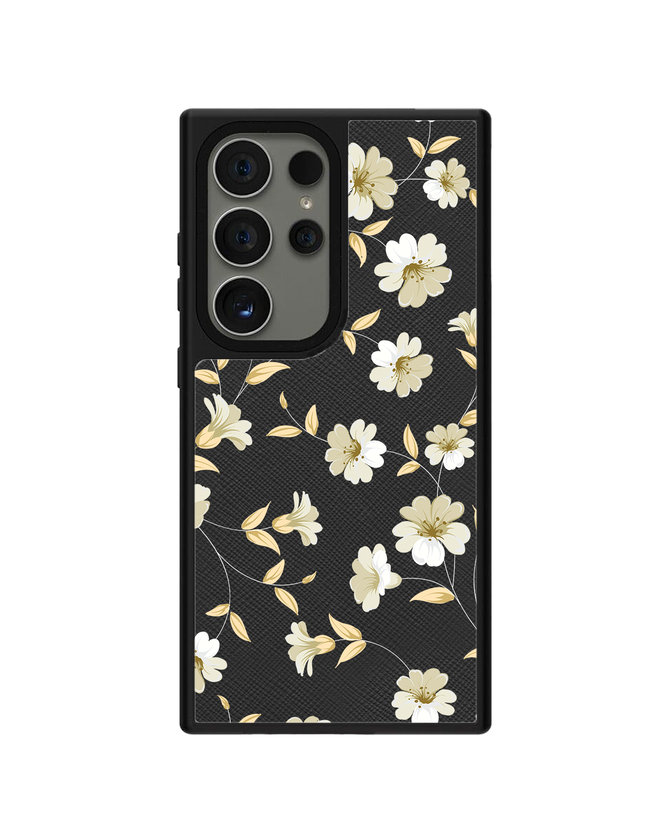 Android Leather Grip Case - White Magnolia