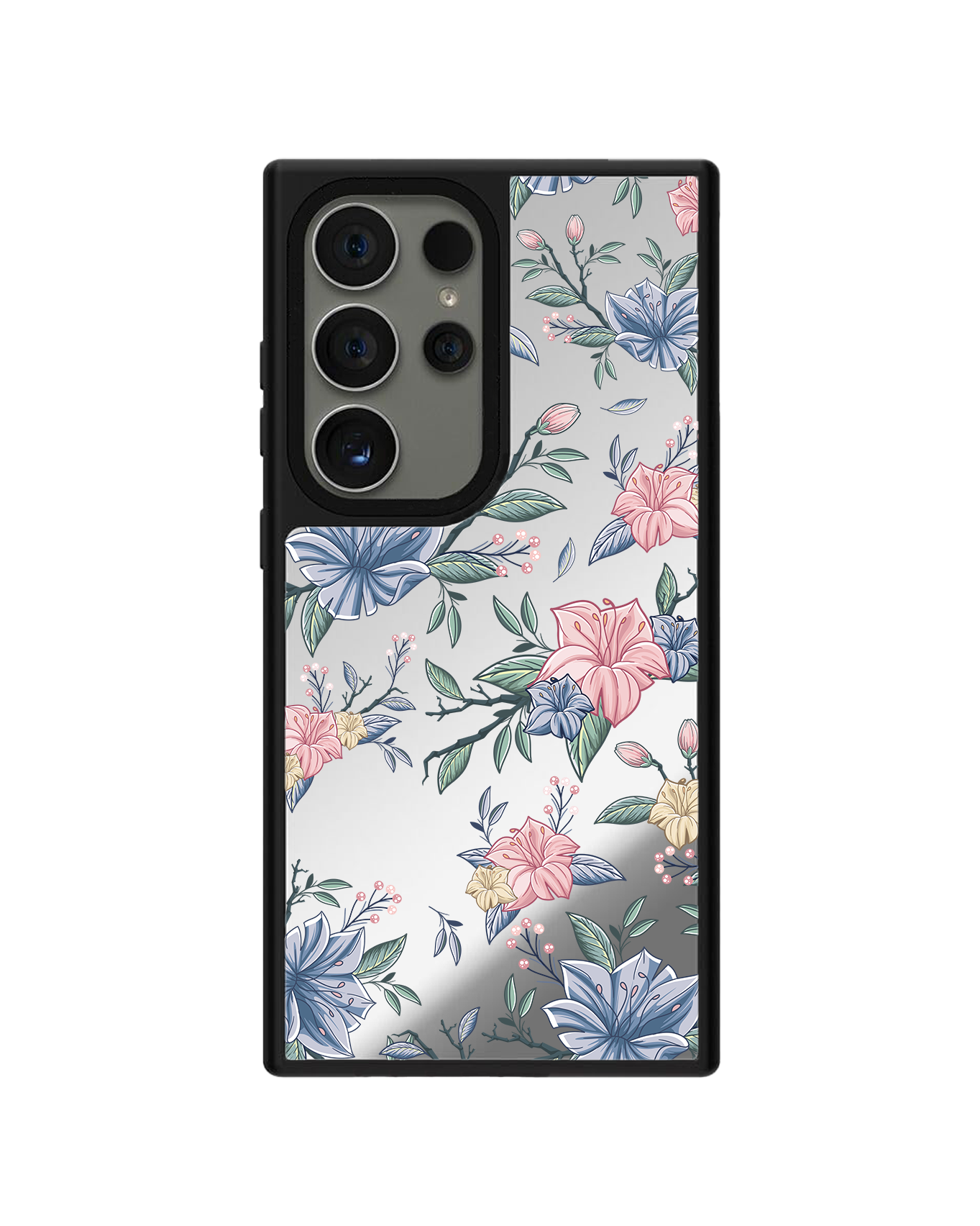 Android Mirror Grip Case - Pink & Blue Florals