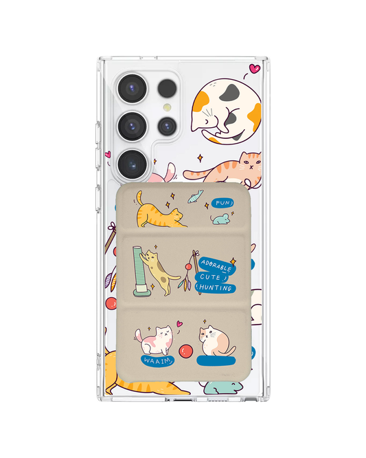 Android Magnetic Trifold Wallet Case - Playful Cat