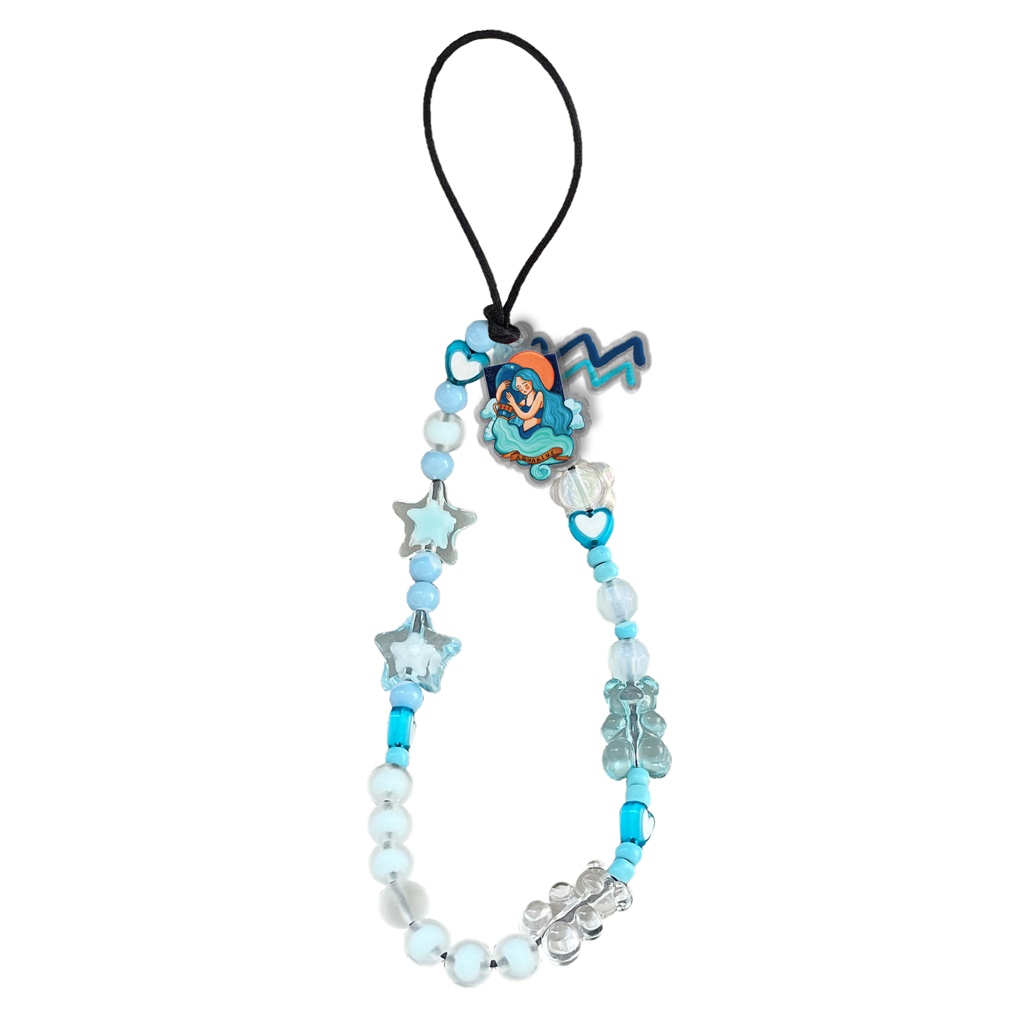 Beaded Strap with Acrylic Charm  - Aquarius