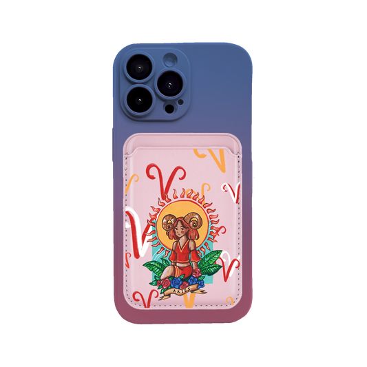 iPhone Magnetic Wallet Silicone Case - Aries