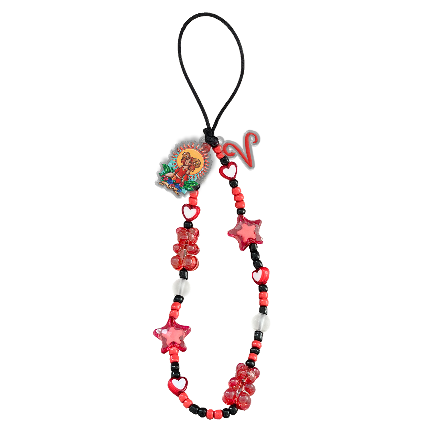 Beaded Strap with Acrylic Charm  - Aries