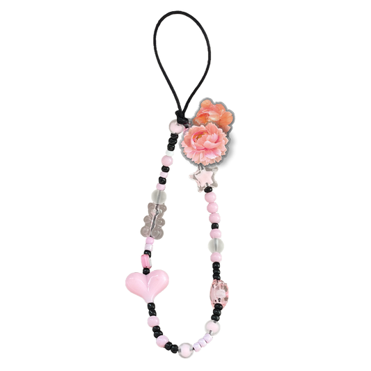 Beaded Strap with Acrylic Charm  - August Peony