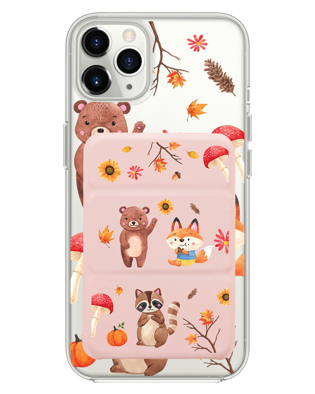 iPhone Magnetic Trifold Wallet Case - Autumn Animals