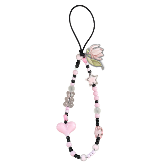 Beaded Strap with Acrylic Charm  - Azalea