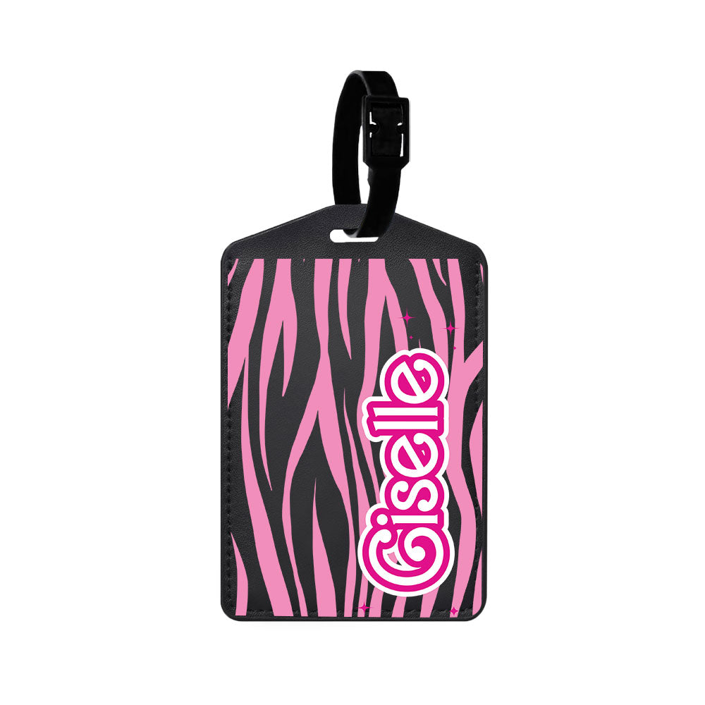 Vegan Leather Bag Tag - Barbie Zebra Pattern