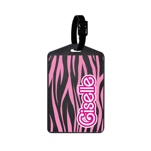 Vegan Leather Bag Tag - Barbie Zebra Pattern