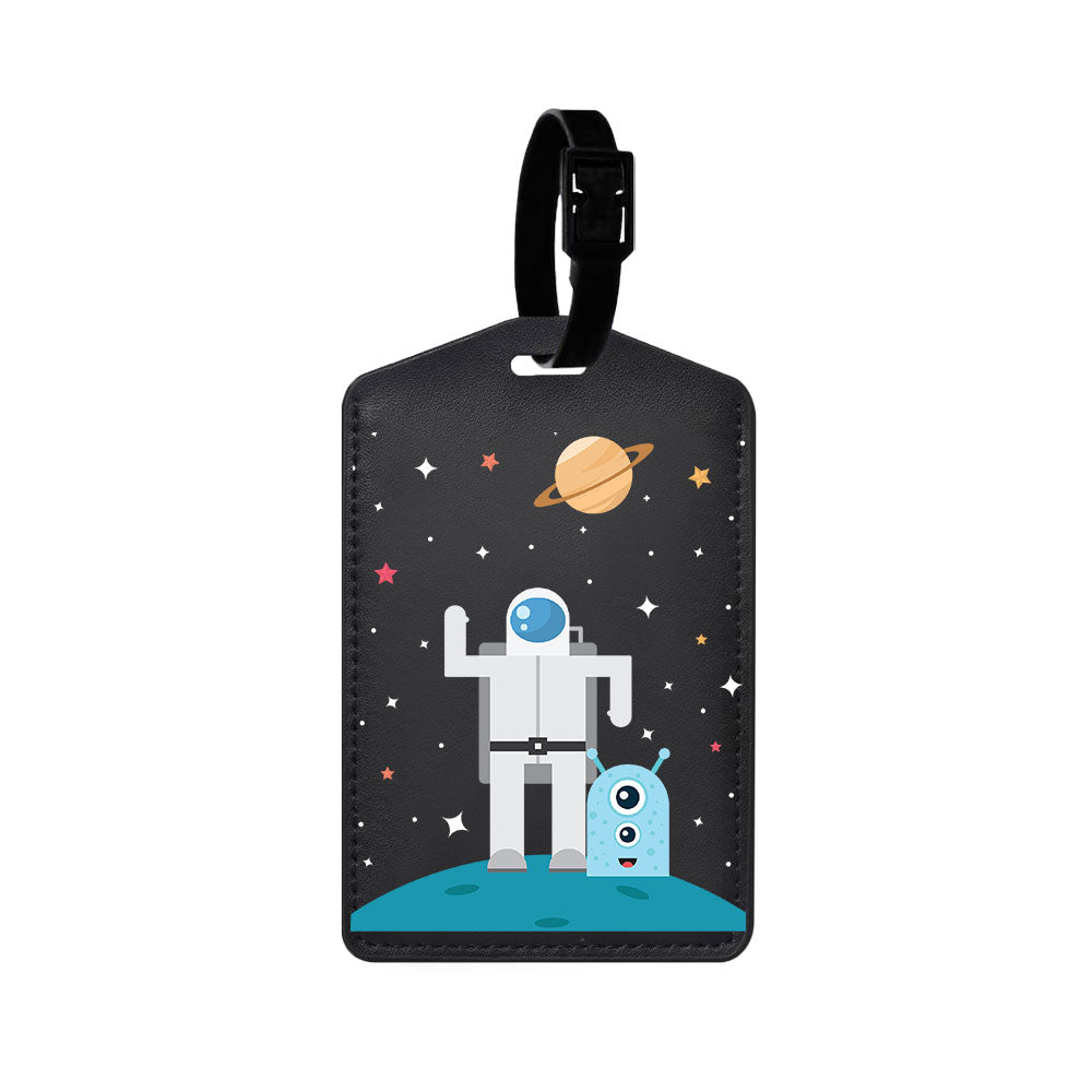 Vegan Leather Bag Tag - Blue Alien