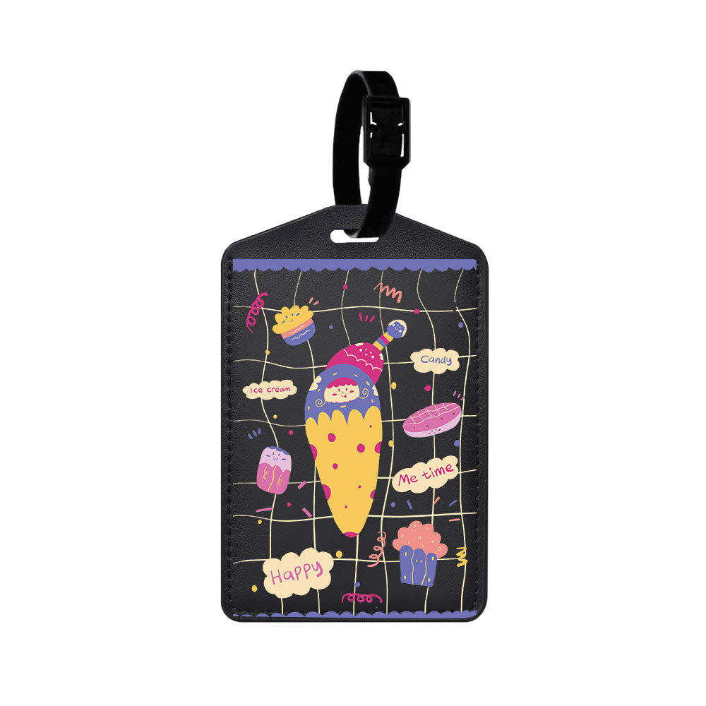 Vegan Leather Bag Tag - Candy Doodle
