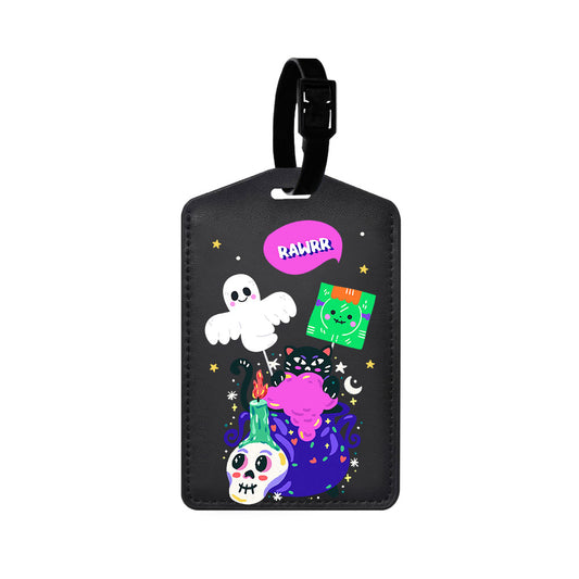Vegan Leather Bag Tag - Cat Monster