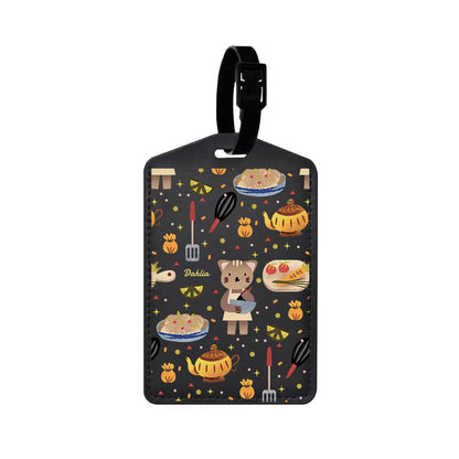 Vegan Leather Bag Tag - Cooking Cat