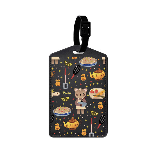 Vegan Leather Bag Tag - Cooking Cat