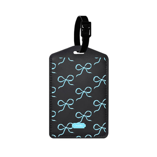 Vegan Leather Bag Tag - Coquette Blue Bow
