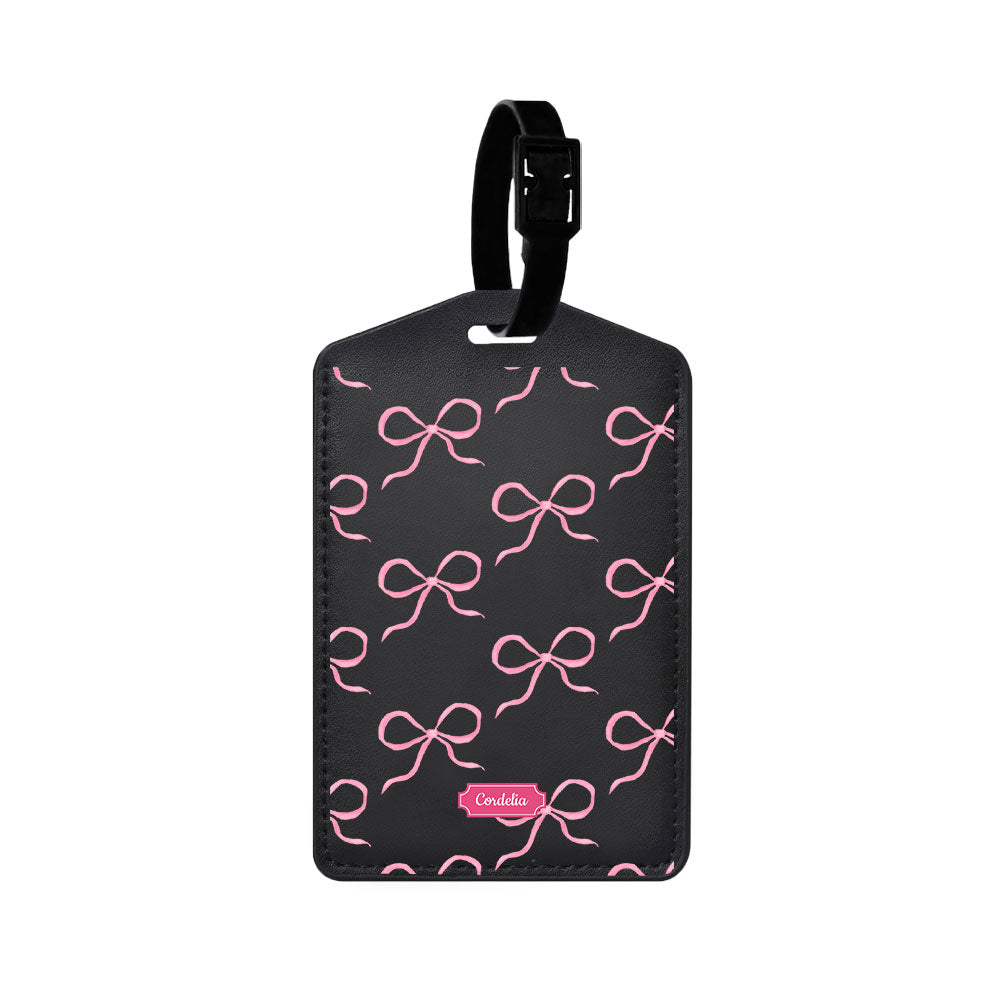 Vegan Leather Bag Tag - Coquette Pink Bow
