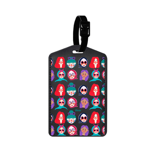 Vegan Leather Bag Tag - Cute Sweety Faces