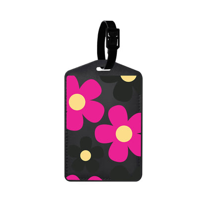 Vegan Leather Bag Tag - Daisy Hot Pink