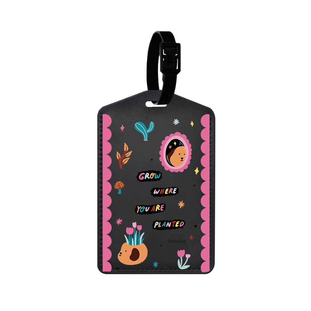 Vegan Leather Bag Tag - Grow Where You Are Planted