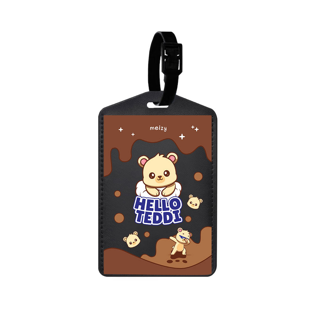 Vegan Leather Bag Tag - Hello Teddy 1.0