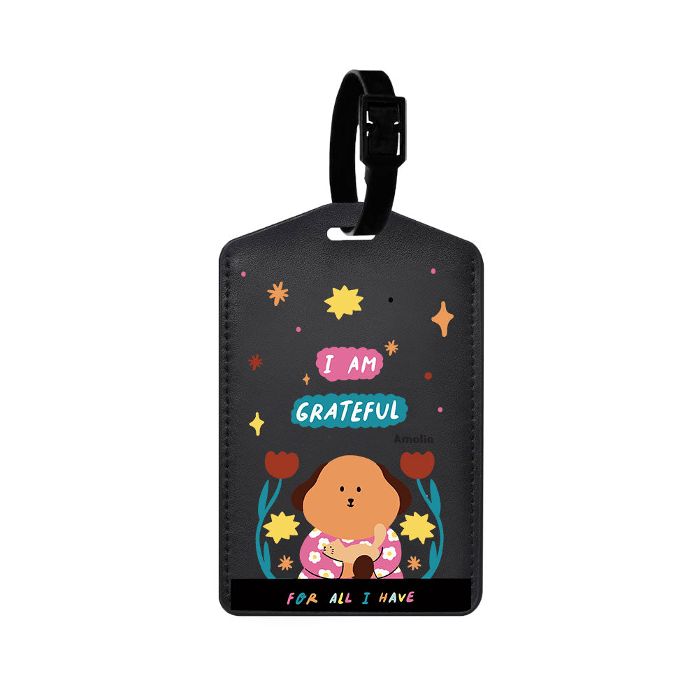 Vegan Leather Bag Tag - Kiku and the Cat