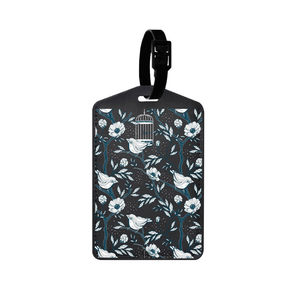 Vegan Leather Bag Tag - Lovebird Monochrome
