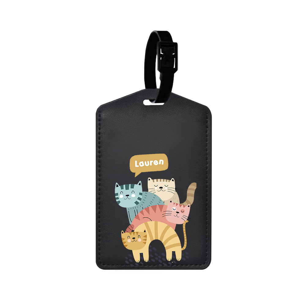 Vegan Leather Bag Tag - Rainbow Meow 2.0