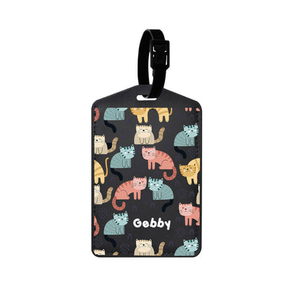 Vegan Leather Bag Tag - Rainbow Meow 1.0