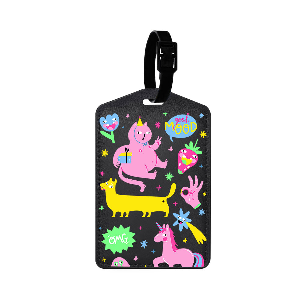 Vegan Leather Bag Tag - Monster Say Good Mood