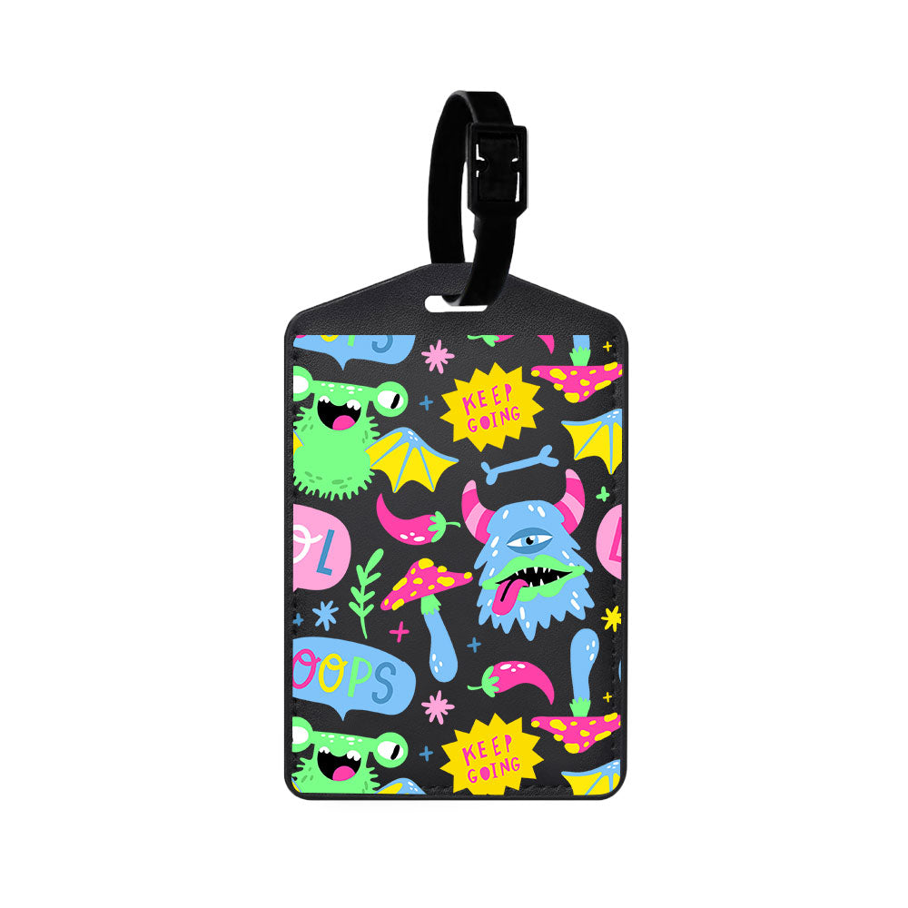 Vegan Leather Bag Tag - Monster Say Keep Going