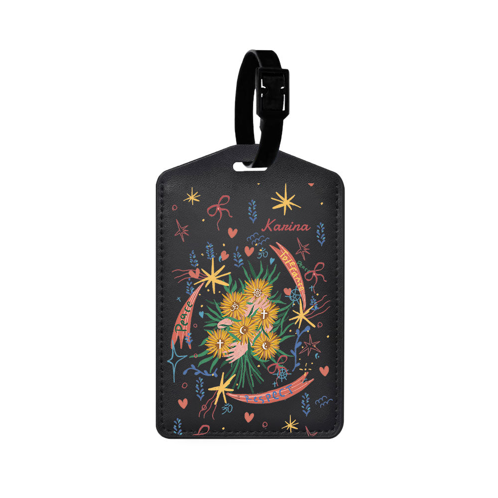 Vegan Leather Bag Tag - Peace