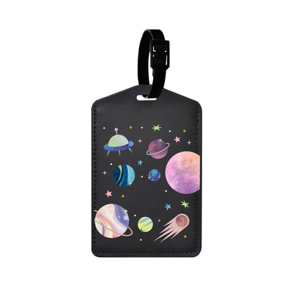 Vegan Leather Bag Tag - Pink Planet